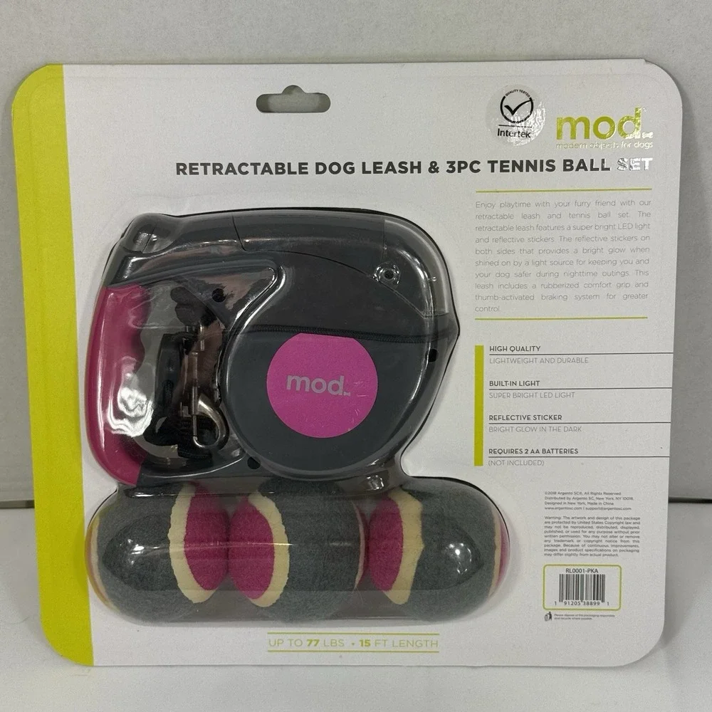 Retractable Dog Leash with 3 PC Tennis Ball Set Reflective 15ft Cord RL0001-PKA